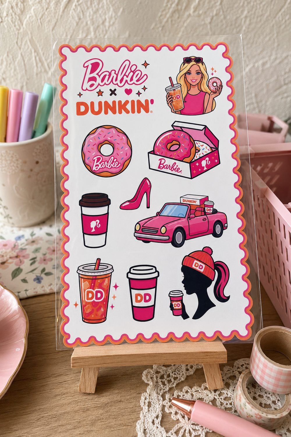 Pretty in Pink Coffee Run sticker sheet